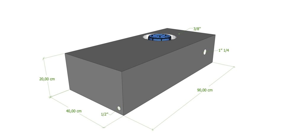 SERBATOIO 70 LT NERO 90x40x20 CM TAPPO FEMMINA VERDE