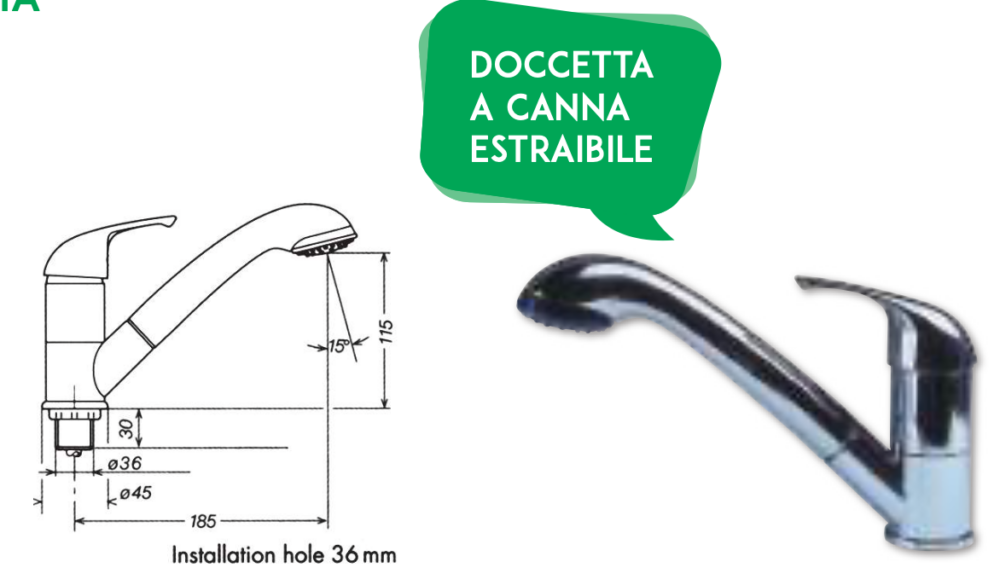 MISCELATORE KAMA C/MICRO E DOCCIA CROMO