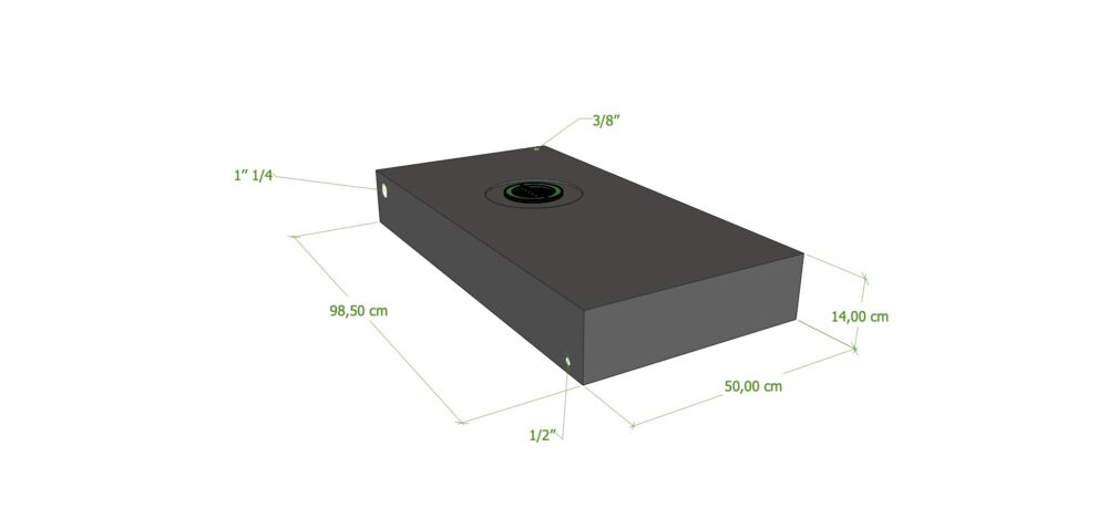 SERBATOIO 65 LT NERO 99x50x14 cm TAPPO MASCHIO VERDE