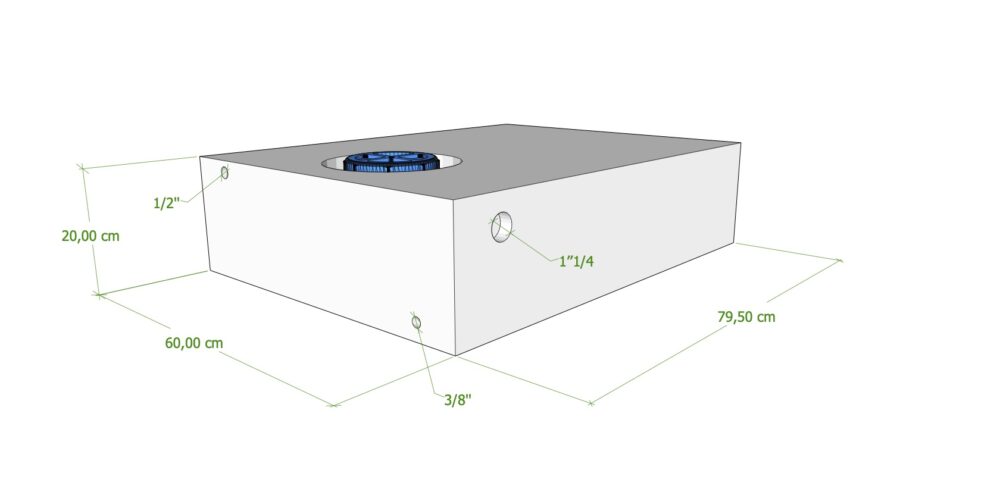 SERBATOIO 95 L 80x60x20 cm x DUCATO (tappo femm verde)