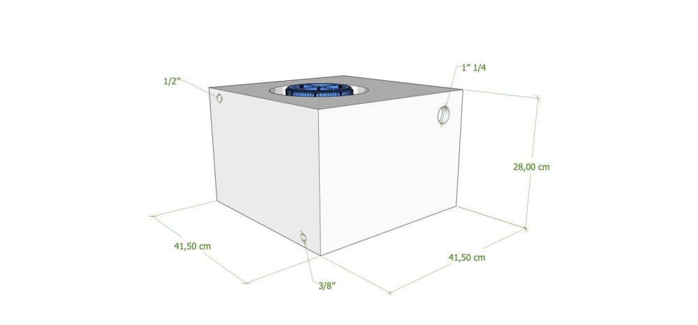 SERBATOIO 50 LT BIANCO NATURALE 42x42x28 cm TAPPO FEMMINA VERDE