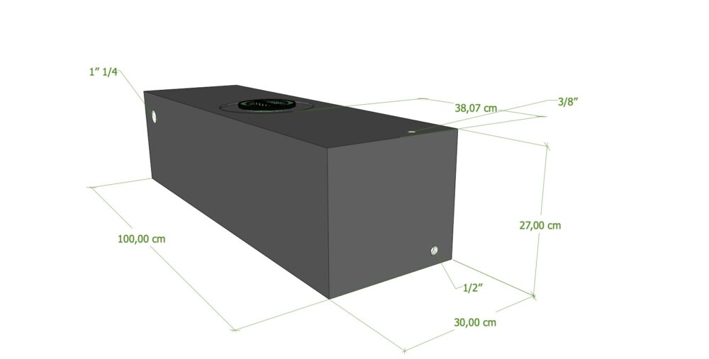 SERBATOIO 80 LT NERO 100x30x27 cm TAPPO MASCHIO VERDE