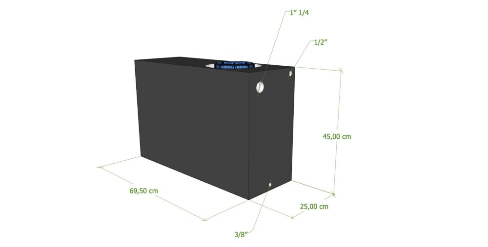 SERBATOIO 75 LT NERO 70x25x45 cm TAPPO FEMMINA VERDE