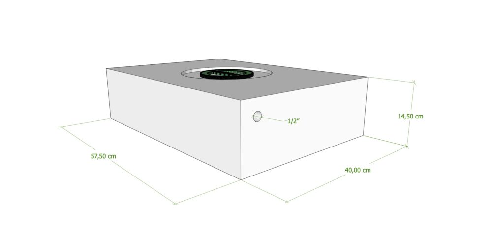 SERBATOIO 32 LT BIANCO NATURALE 40x58x14 cm TAPPO MASCHIO VERDE