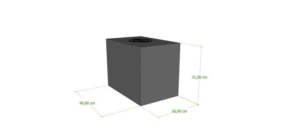 SERBATOIO 32 LT NERO 40X26X31 cm TAPPO MASCHIO VERDE
