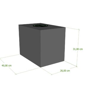 SERBATOIO 32 LT NERO 40X26X31 cm TAPPO MASCHIO VERDE