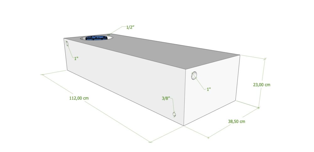 SERBATOIO 93 LT BIANCO NATURALE 112x38x22 cm TAPPO FEMMINA VERDE