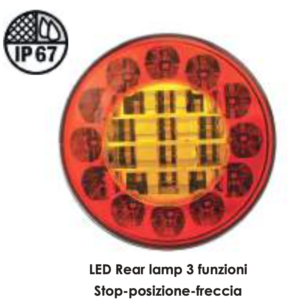 FANALE POSTERIORE LED REAR LAMP 3 FUNZIONI 10/30VOLT ROTONDO STOP/POSIZIONE/FRECCIA