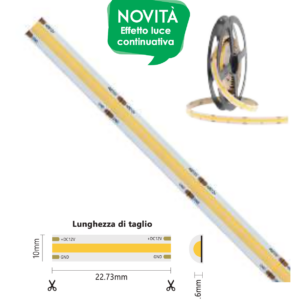 STRISCIA LED COB 12V 4000° K IP65 - 15W/m 1400lm/m (ROTOLO DA 5 MT)