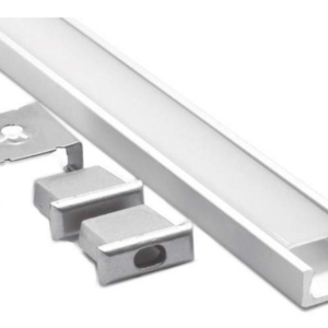 PROFILO ALLUMINIO PER STRISCIA LED CON COPERTURA OPACA (2 MT) CON 4 SUPPORTI E 4 TAPPI TERMINALI INCLUSI