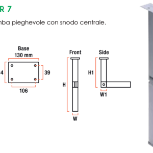 GAMBA TAVOLO SNODATA 720 MM. GRIGIO
