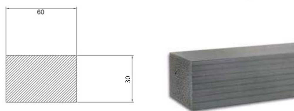 PROFILO STRUTTURALE 60X30 mm IN PVC ESPANSO (L.2,5 MT)