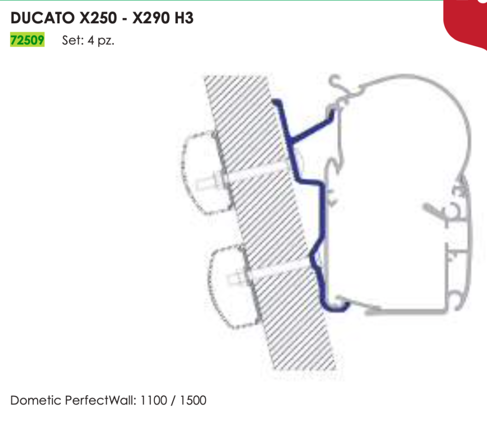 ADAPTER DUCATO X250-290/JUMPER/BOXER/MOVANO '22 H3 PER DOMETIC PW1100/1500 (SET X 4 PCS)