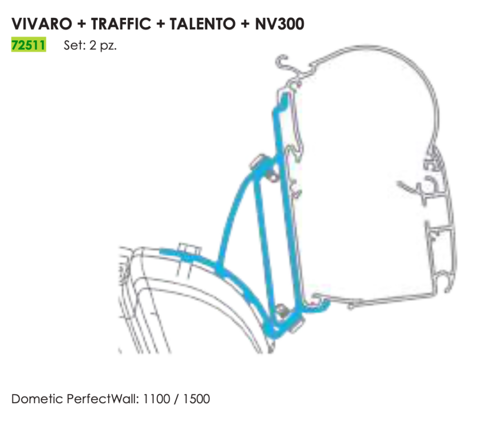 ADAPTER TALENTO/NV300/VIVARO<'18/MOVANO>'12/ TRAFIC>'17 PER DOMETIC PW1100/1500 (SET X 2 PCS)
