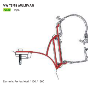 ADAPTER VW MULTIVAN T5/T6 PER DOMETIC PW1100/1500 (SET X 2 PCS)
