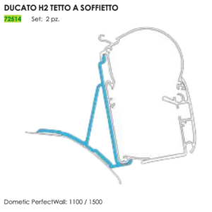 ADAPTER DUCATO X250-290/JUMPER/BOXER/MOVANO '22 H2 TETTO A SOFFIETTO PER DOMETIC PW1100/1500 (SET X 2 PCS)