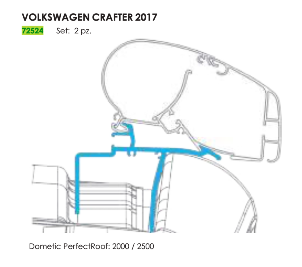 ADAPTER VW CRAFTER DAL 2017 PER DOMETIC PR2000/2500 (SET X 2 PCS)