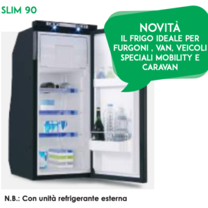 FRIGO/FREEZER A COMPRESSORE VITRIFRIGO VERTICALE SLIM 90 PORTA NERA 12/24 V