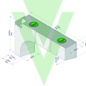 SERBATOIO 95 LT BIANCO NATURALE 115x65,5X26 cm SAGOMATO PER PASSARUOTA FURGONI CON INSERTI PER FIX SYSTEM-DOPPIO TAPPO MASCHIO VERDE