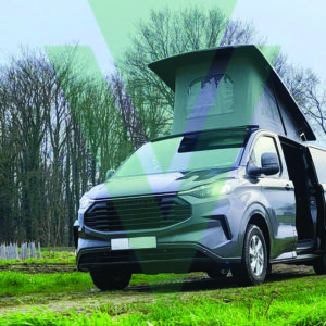 TETTO APRIBILE POP-UP AUSTOPS PER FORD TRANSIT CUSTOM 1°&2° GENERATION PASSO CORTO BIANCO IN VTR-TELA GRIGIA CON FINESTRA SCENIC+ KIT LETTO