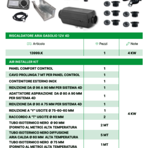 KIT RISCALDATORE AD ARIA-GASOLIO/12V AUTOTERM 4D