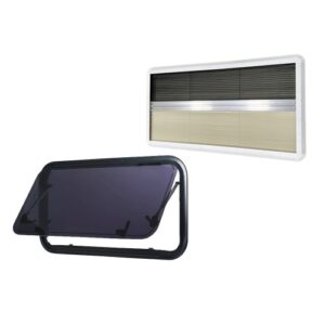 FINESTRA AM MASIS A COMPASSO 850x450 mm NERO SCURO / KIT CON OSCURANTE E ZANZARIERA