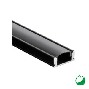 PROFILO ALLUMINIO PER STRISCIA LED BLACK CON COPERTURA OPACA (2 MT) CON 4 SUPPORTI E 4 TAPPI TERMINALI INCLUSI