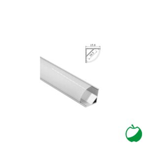 PROFILO ALLUMINIO ANGOLARE PER STRISCIA LED CON COPERTURA OPACA (2 MT) CON 4 SUPPORTI E 4 TAPPI TERMINALI INCLUSI